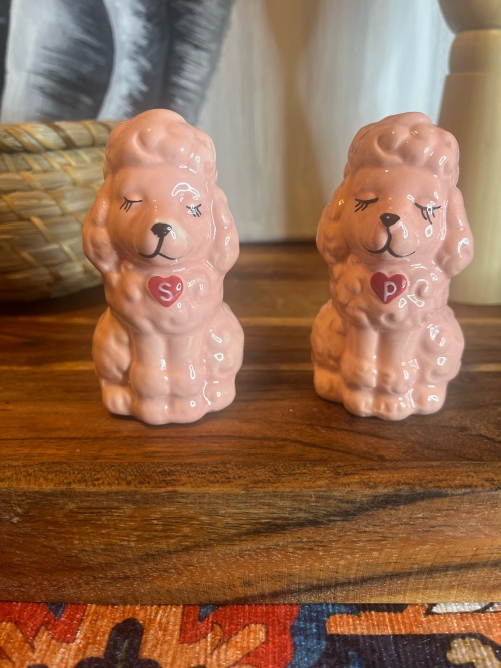 Vintage-style Pink Poodle Salt & Pepper Shakers